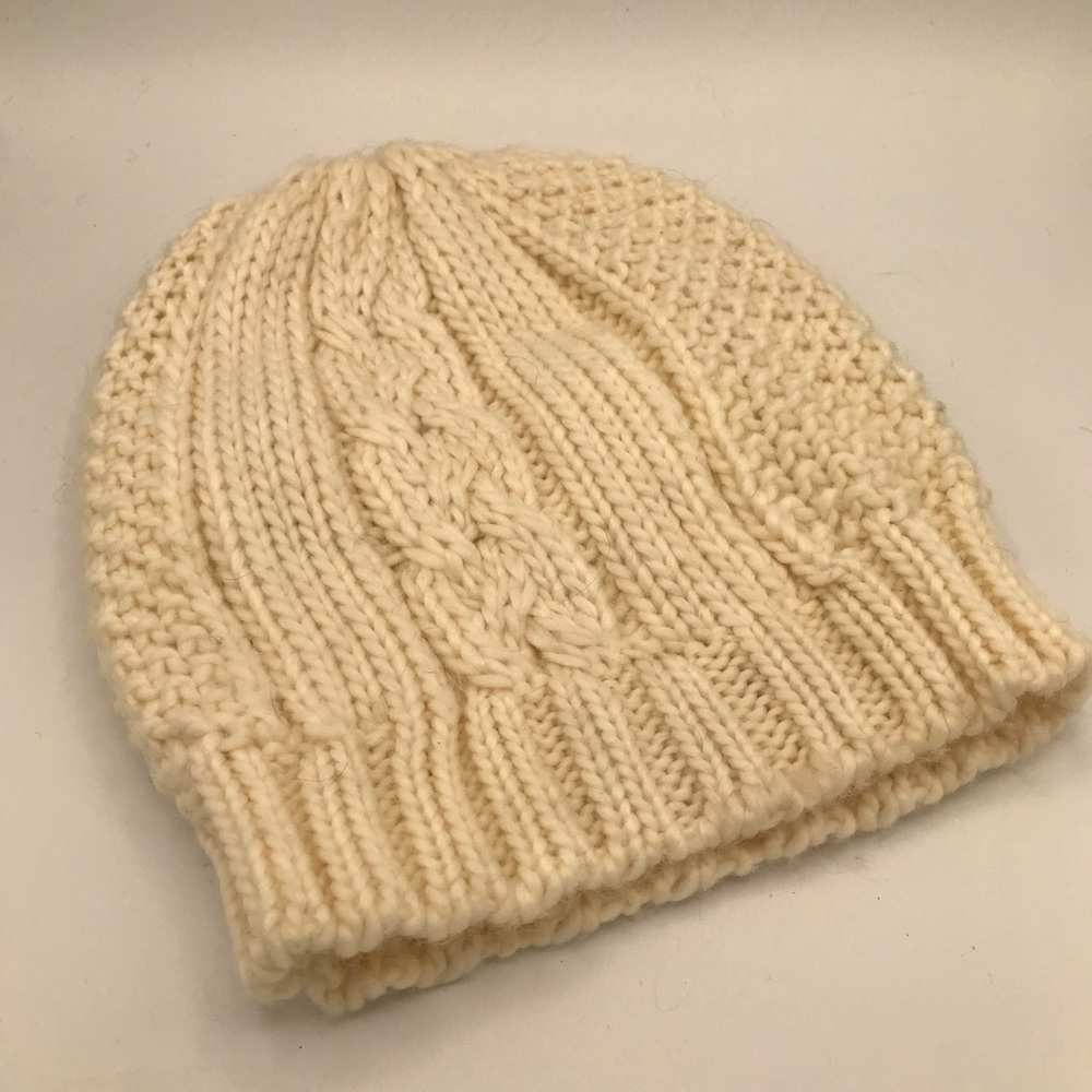 NWOT H&M L.O.G.G. Cream Chunky Knit Hat with Braided Detailing